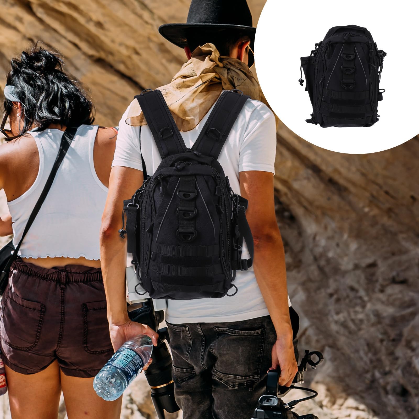 Zaino da Trekking Multifunzionale in Poliestere e Oxford Molte Tasche Pratico per Escursionismo e attività Outdoor Nero