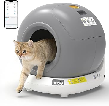 TIMHAKA Automatic Cat Litter Box, Self Cleaning Cat Litter Box with APP Control & Safety Protection, Automatic Litter Box for Multiple Cats with 1 Roll Garbage Bags