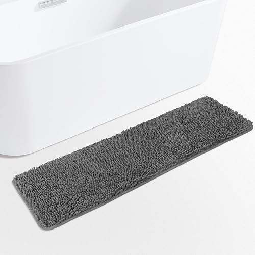 Miniatura 257 de Yeaban Alfombras de baño gris oscuro – Gruesas alfombras de baño de chenilla | Alfombras de baño absorbentes y lavables antideslizantes, alfombras