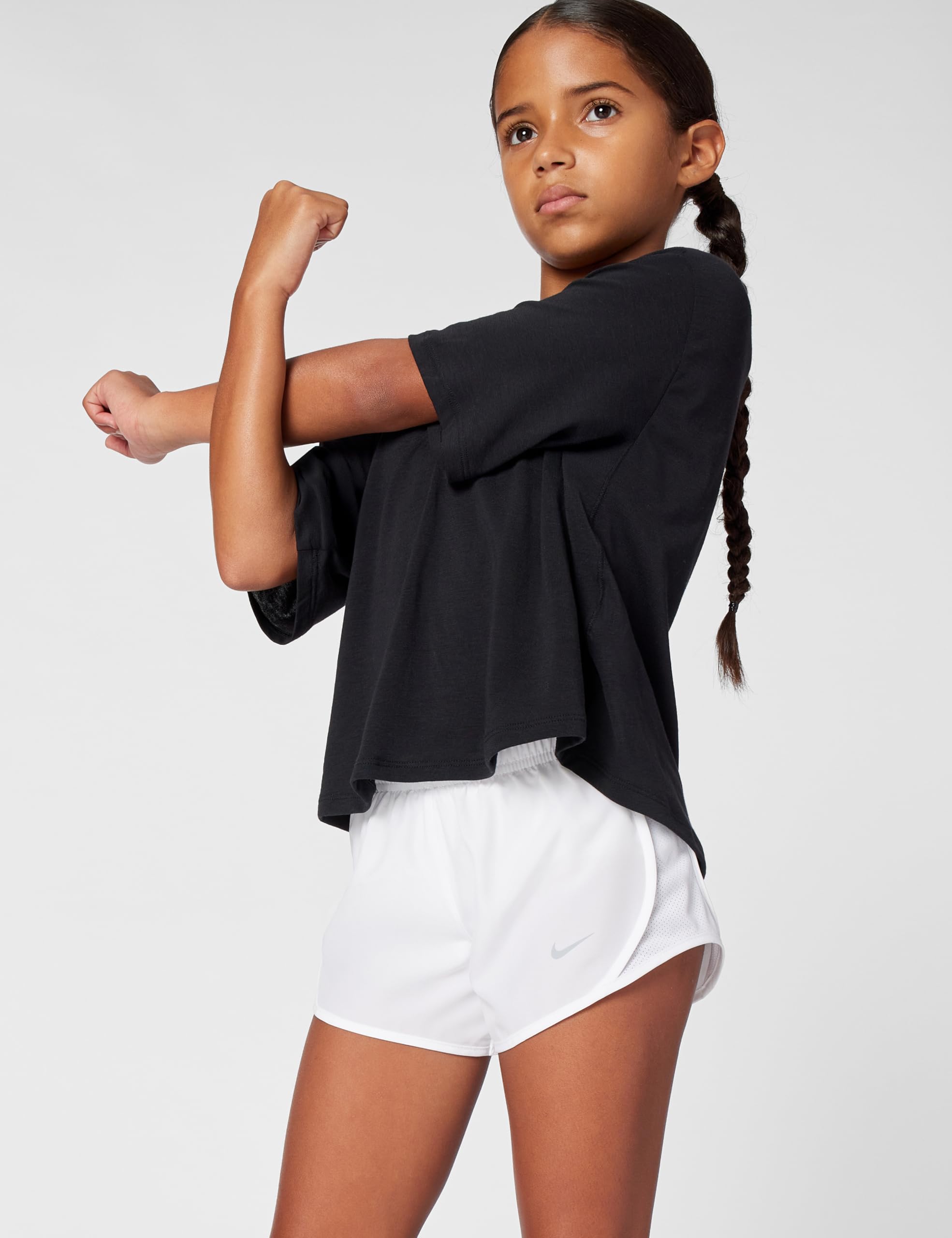 Nike Dry Tempo - Pantalones cortos para correr para niña, Pantalones para correr., S, Blanco