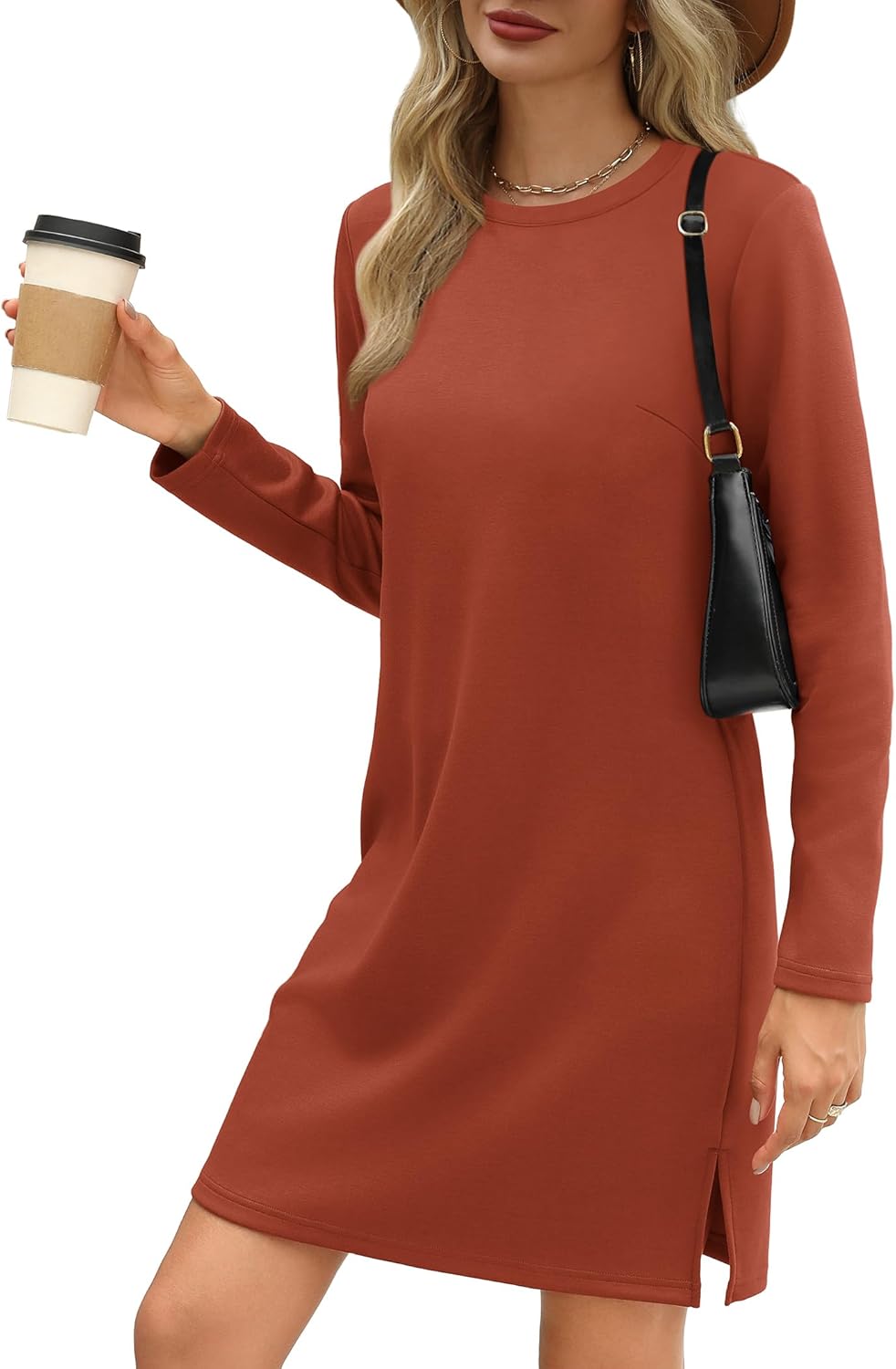 Sampeel Dresses for Women 2024 Casual Long Sleeve Dress Trendy Fall Fashion Cozy Travel Airport Outfits