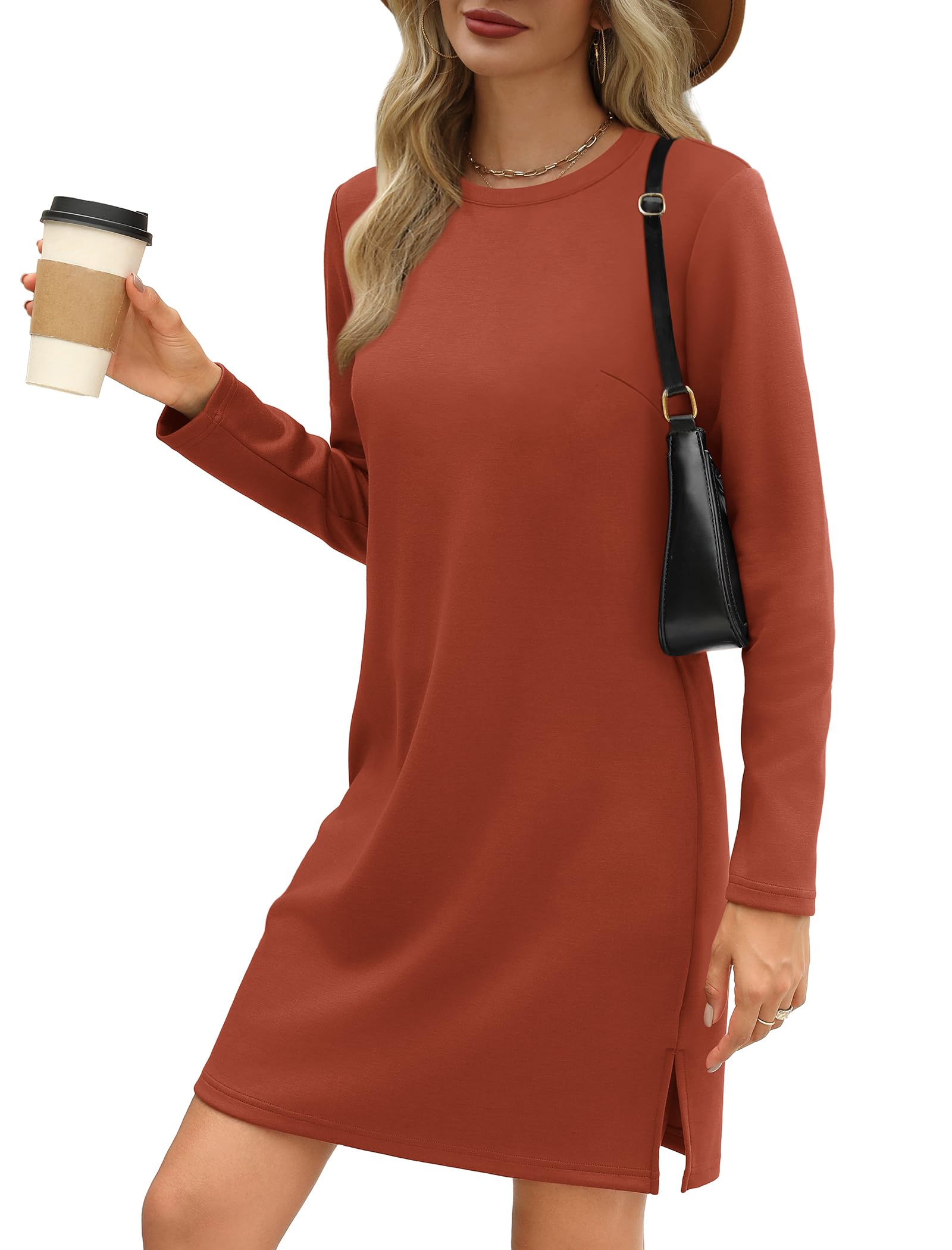 Sampeel Dresses for Women 2024 Casual Long Sleeve Dress Trendy Fall Fashion Cozy Travel Airport Outfits