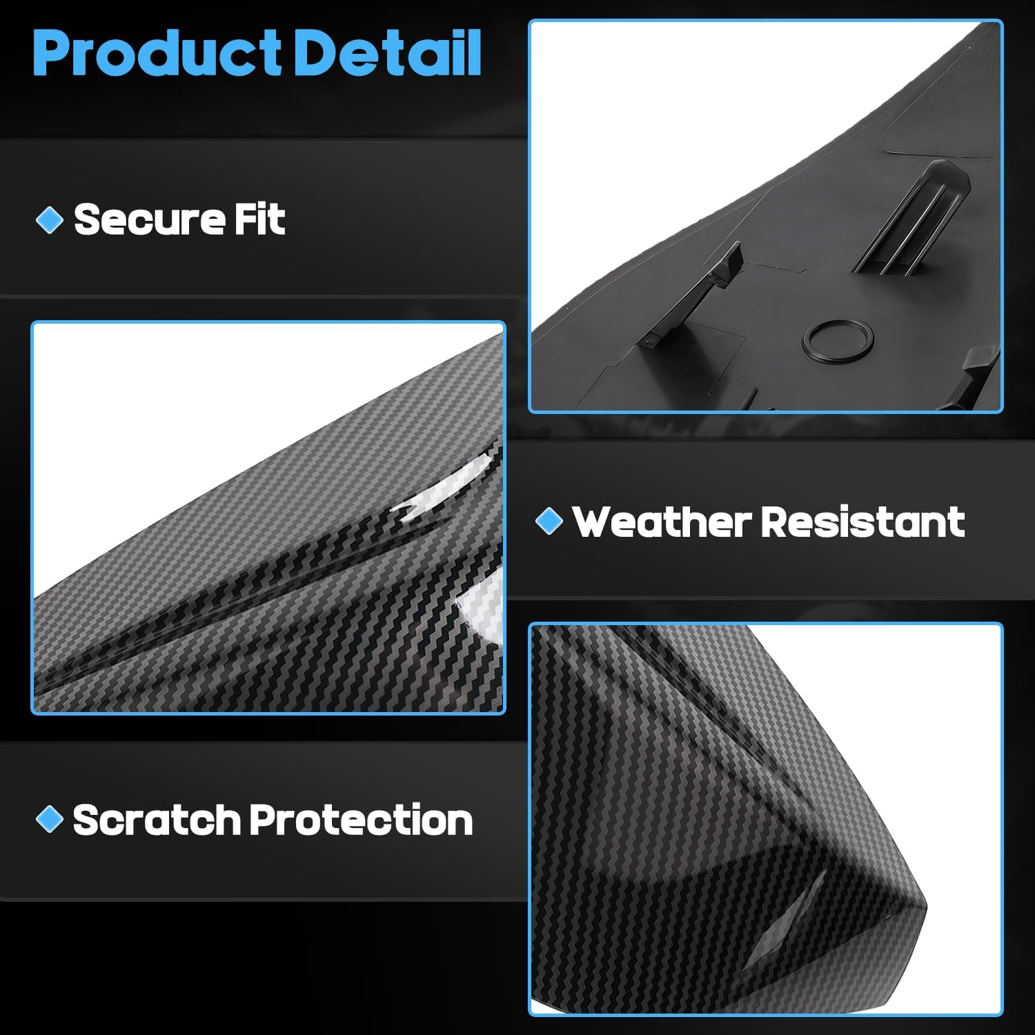 1 Pair Side Mirror Cap Covers Pasennger & Driver Fit For Infiniti Q50 Q60 Q70 Q70L QX30 Accessories Left and Right Door Mirror Covers Replacements 96373-4GA0H Black (Carbon Fiber)