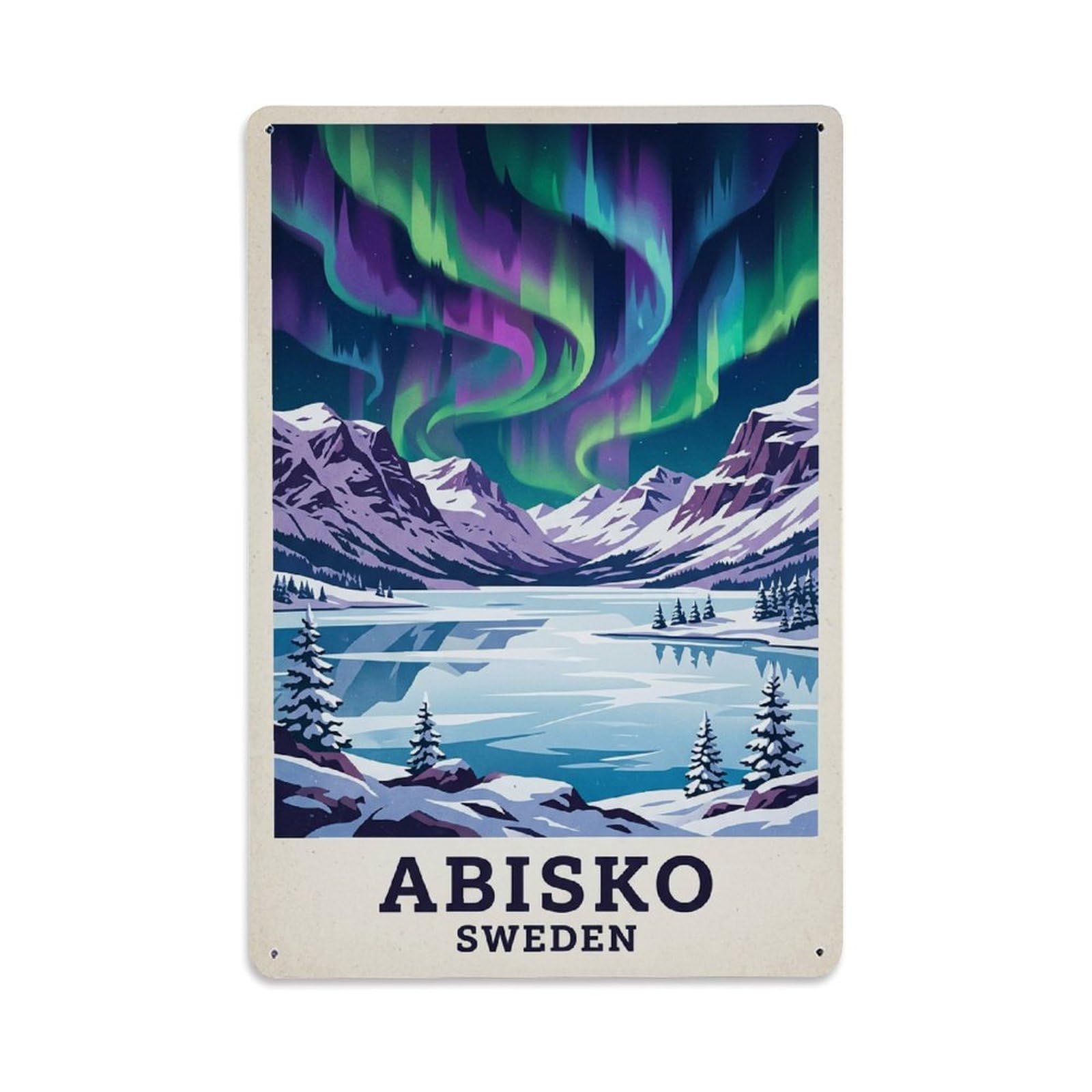 Vintage Travel Abisko Sweden Aurora 1 Metal Tin Sign