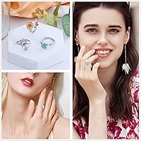 Vista 5 de Honsny Fidget Rings for Women, Spinner Fidget Ring Set, Sunflower Butterfly Bee Star Moon Relief Spinning Rings for Adults