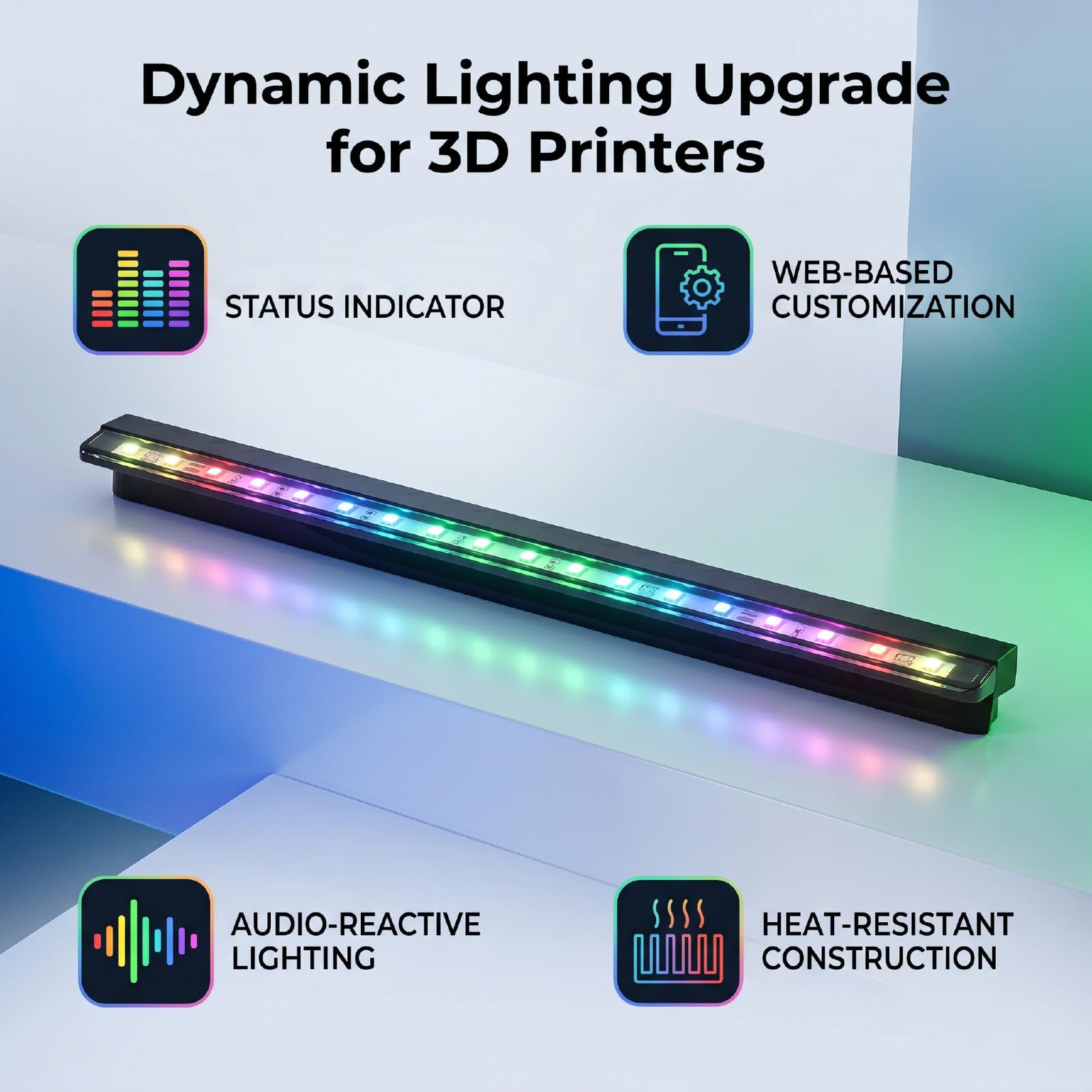 FTVOGUE Pasek LED do P1P, Dynamic Colors, Zastępczy | Personalizacja sieci, Obudowa odporna na ciepło, Integracja z oświetleniem otoczenia, Kompatybilność z drukarkami 3D