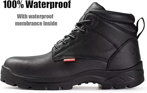 Miniatura 2 de SUREWAY Botas de trabajo impermeables con punta de acero de 6 pulgadas para hombres, plantilla extremadamente cómoda, resistente al
