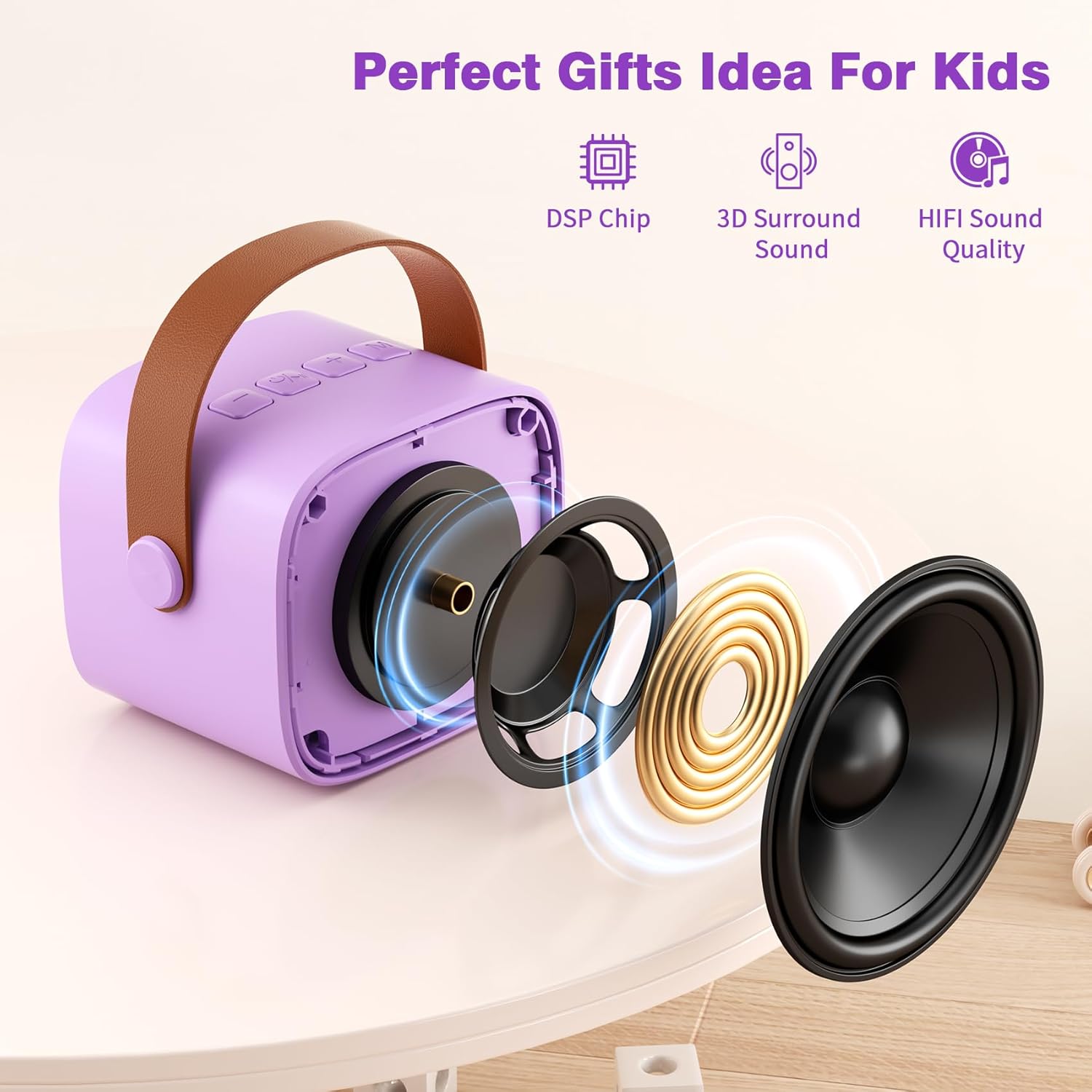 Mini Karaoke Machine with 2 Wireless Microphones, 2026 TOP Kids Portable Bluetooth Karaoke Machine for 3, 4, 5, 6, 7, 8, 9,10,11,12+Year Old, Christmas Birthday Gifts for Girls Boys Adults Home Party - Image 5