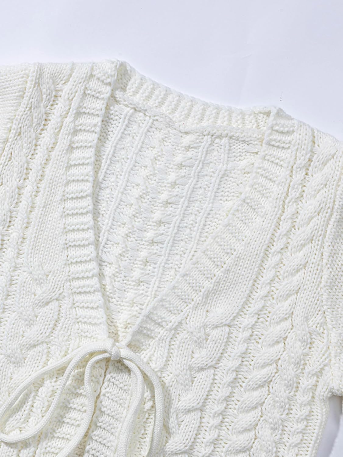 SOLY HUX Cardigan Sweaters for Women Cropped Tie Front Bow Lightweight Cardigan Long Sleeve Trendy Fall Shrugs - Image 4