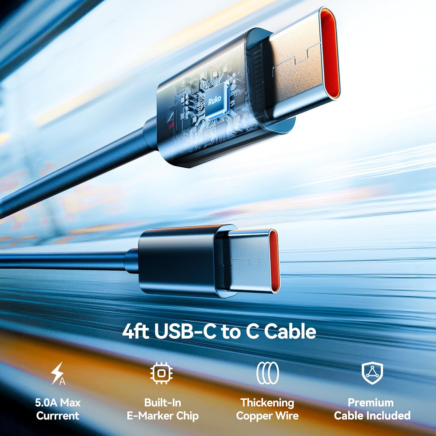 Ruko 65W GaN USB C Charger, 2 Pack with 2 USB-C Cables, Compact Foldable Fast Charger Block, PD 3.0 & QC 3+, Compatible with MacBook, iPhone 17/16, Galaxy S25/S24, iPad Pro, Steam Deck, and More