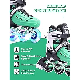 METROLLER Inline Skates for Girls and Boys, Women, Men 4 Sizes Adjustable Inline Skates with Light Up Wheels, Illuminating Beginner Skates for Kids & Adult Youth.