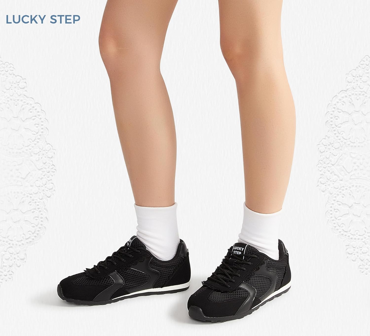 LUCKY STEP Women's Mesh Fashion Sneakers Non Slip Breathable Casual Running Shoes Stylish Retro Lace Walking Sneaker - Image 2