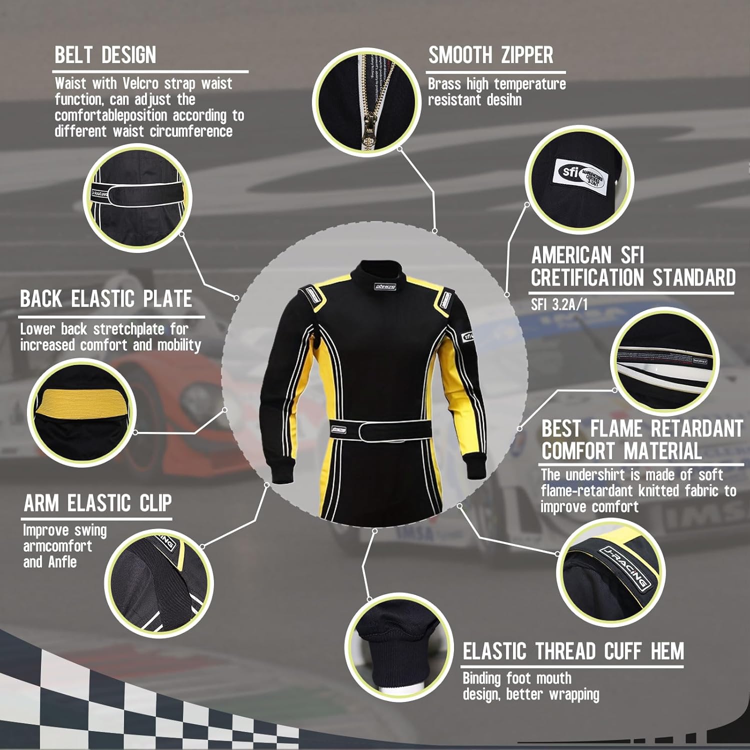 One-piece Race Gear Racing Suit Karting/Race/Rally Go Kart Racing Suit Auto Racing Fire Suit SFI 3.2A/1 - Image 4