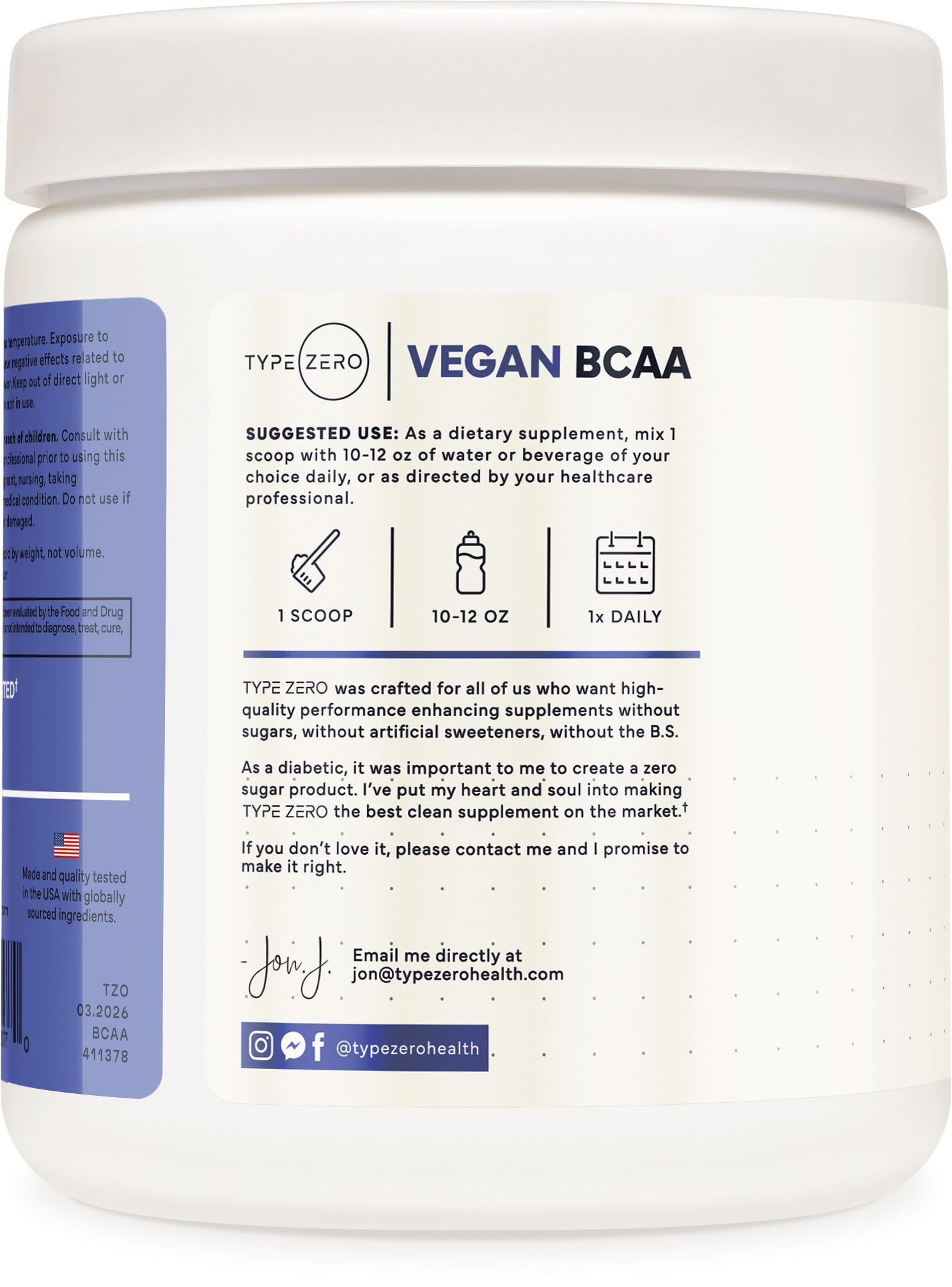 Type Zero Ultra Clean Vegan BCAA Powder + Electrolytes (Blue Raspberry) — Amazon image 3