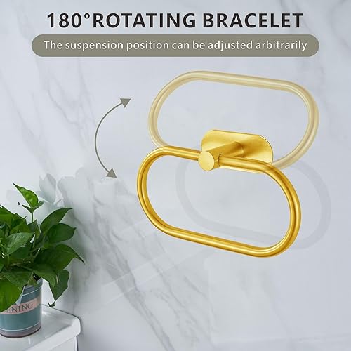Miniatura 4 de Toallero  anillo de toalla de baño, anillo autoadhesivo para toalla de mano para baño, soporte de toalla de mano adhesivo de acero inoxidable, sin