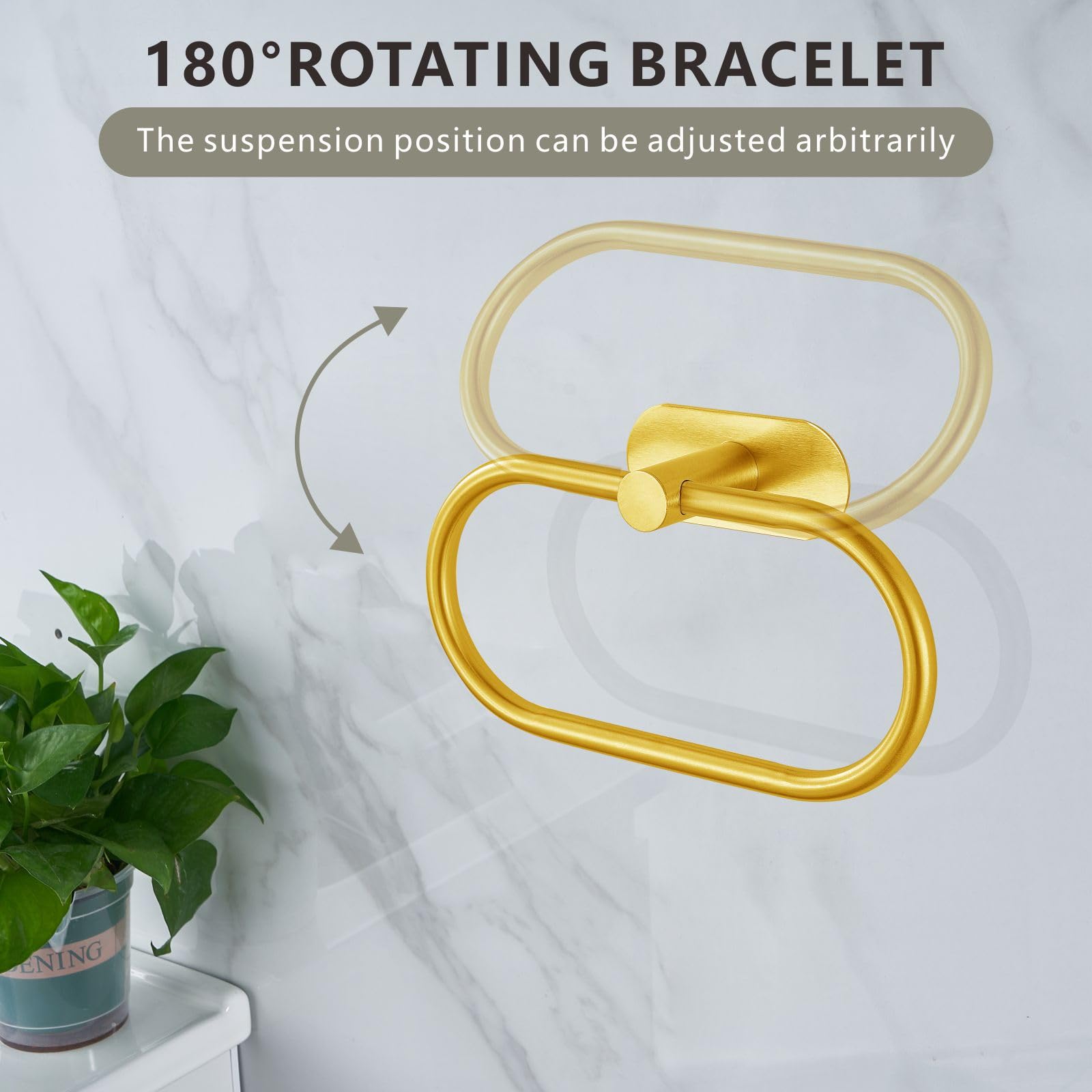 EOLAX Anneaux Porte-Serviettes Autocollants Noir - Acier Inoxydable, Sans Perçage, Design Moderne