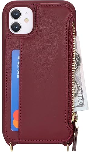Miniatura 80 de Cavor for iPhone 11 Wallet Case with Card Slots Holder,Premium PU Leather Kickstand Feature Case [Wrist Strap] Double Magnetic Clasp Shockproof Flip