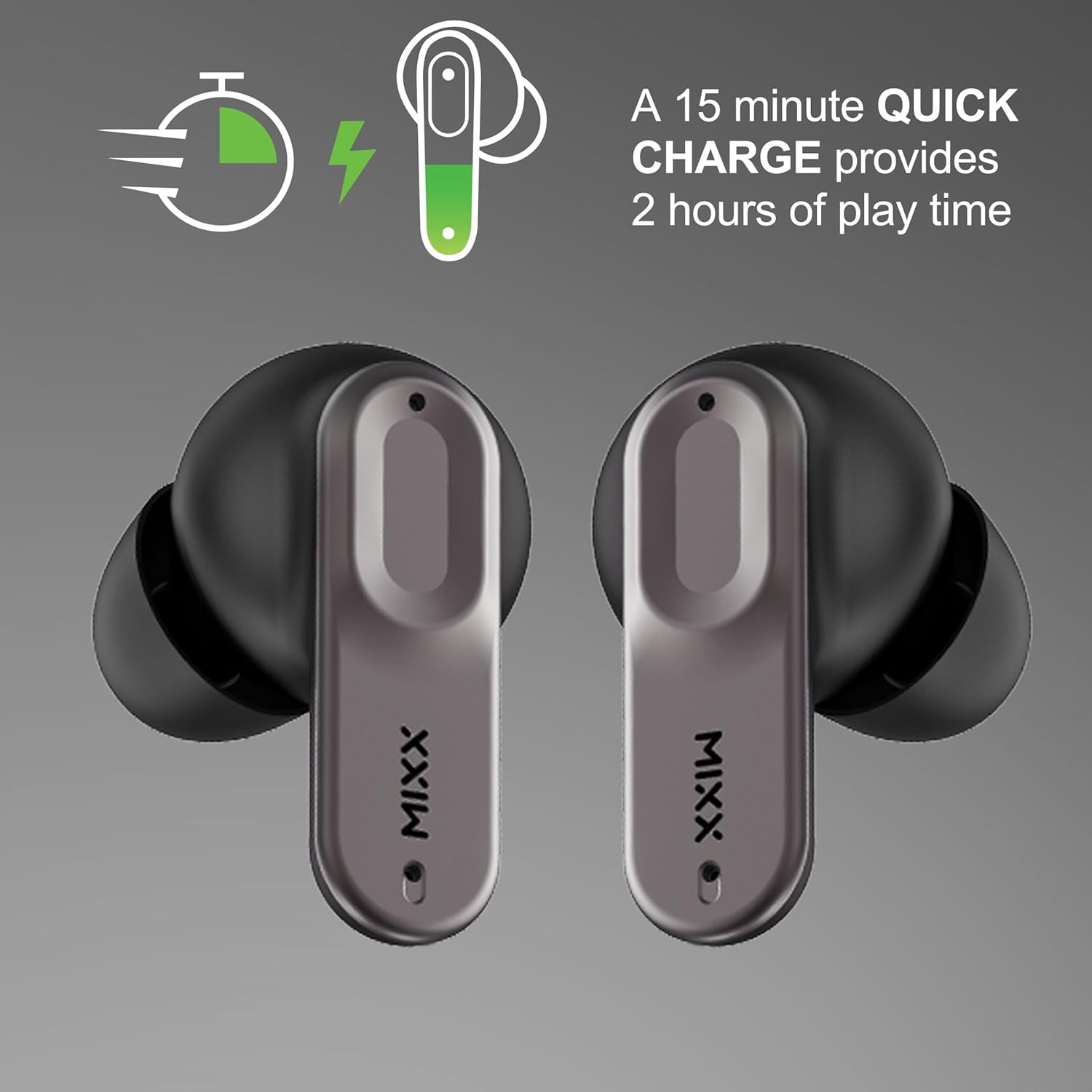 MIXX StreamBuds Ultra Mini True Wireless Earbuds with Zinc Alloy Case, 24H Battery, Touch Controls, Custom EQ via App, Quick Charge, Bluetooth 5.3 (Black)