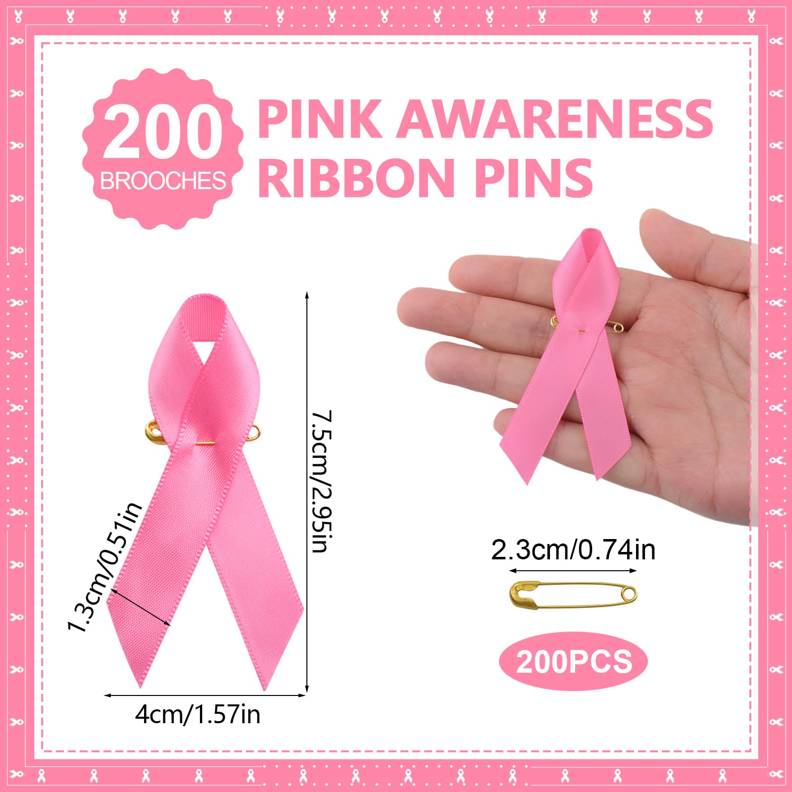 Lot De 100 Broches Ruban Rose Cancer Du Sein - Épingles à Nourrice Pour Sensibilisation Octobre Rose - 7