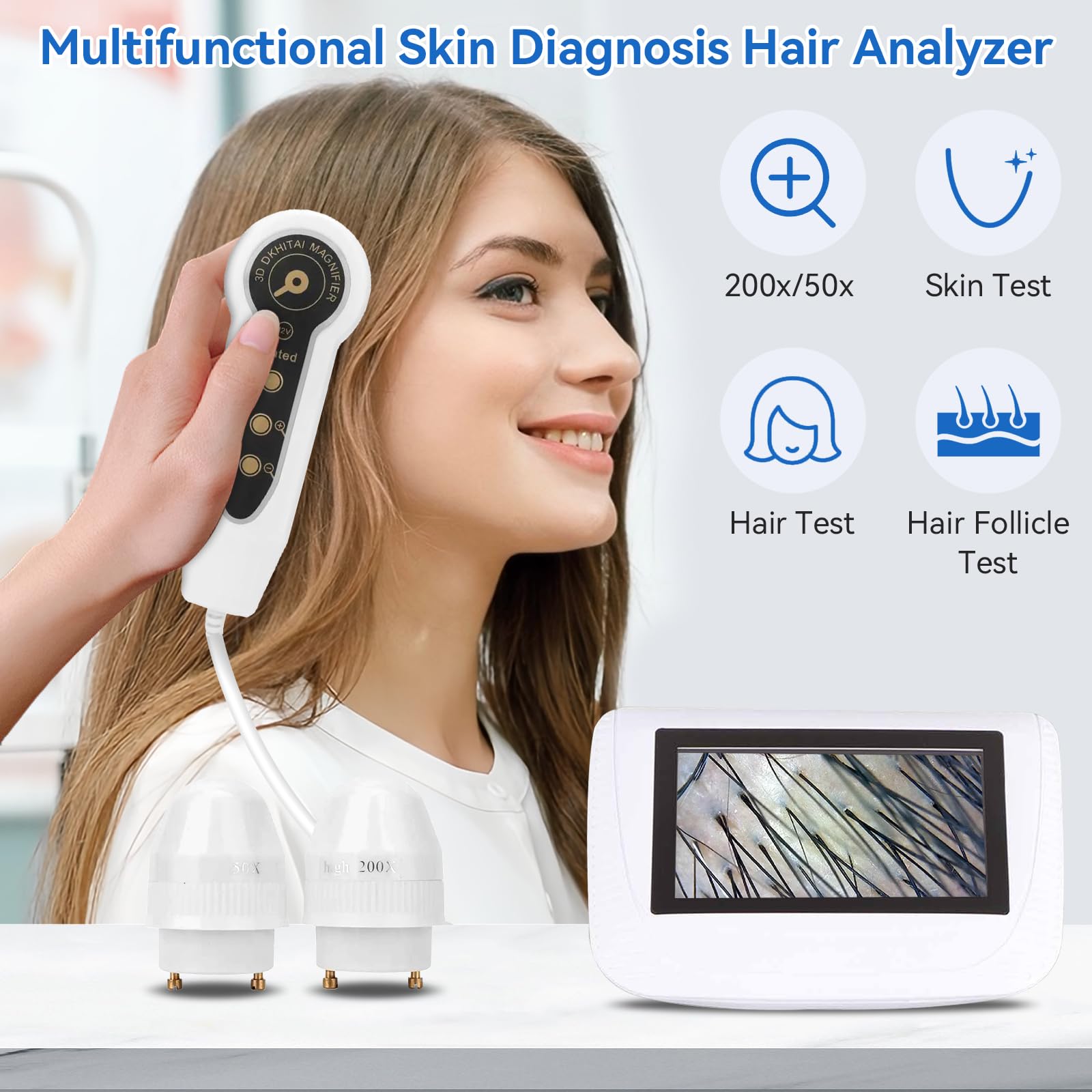 Analizzatore di Capelli per Diagnosi della Pelle, Macchina per l'Analisi della Pelle, Rivelatore di Ingrandimento dell'Olio del Follicolo Pilifero del Cuoio