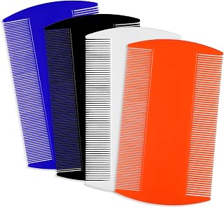Bremorou 4-Pack Double-Sided Lice Combs - Fine Tooth Nit Remover for Dandruff, Thick Hair, Kids, Adults & Pets (4 Colors)