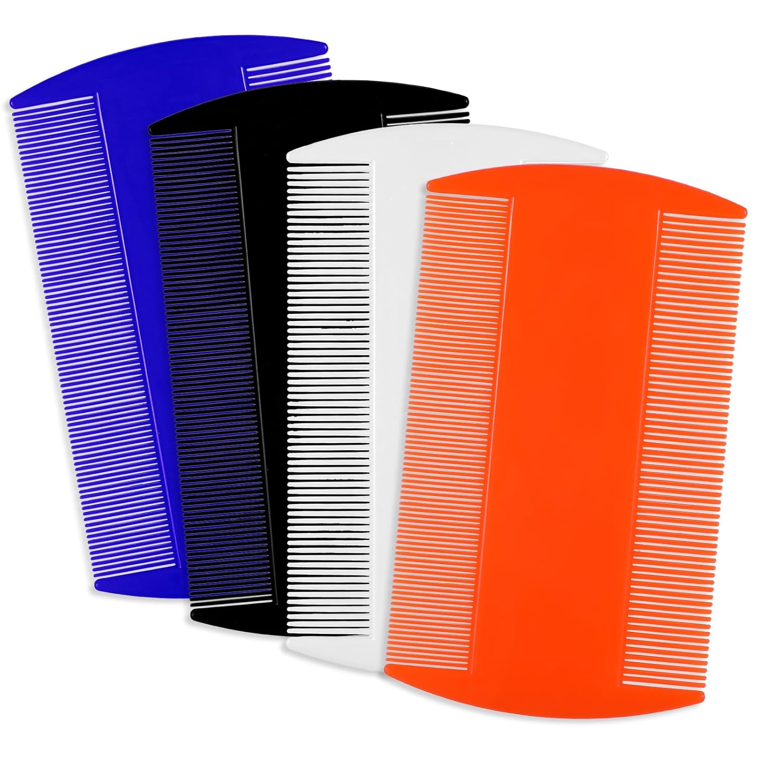 Bremorou 4-Pack Double-Sided Lice Combs - Fine Tooth Nit Remover for Dandruff, Thick Hair, Kids, Adults & Pets (4 Colors)