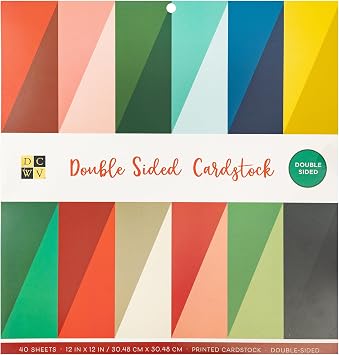 DCWV Double Sided Cardstock Paper - 12x12 Multi Colored Cardstock for Scrapbooking, Crafting, and Card Making - 40 Sheets, White Core