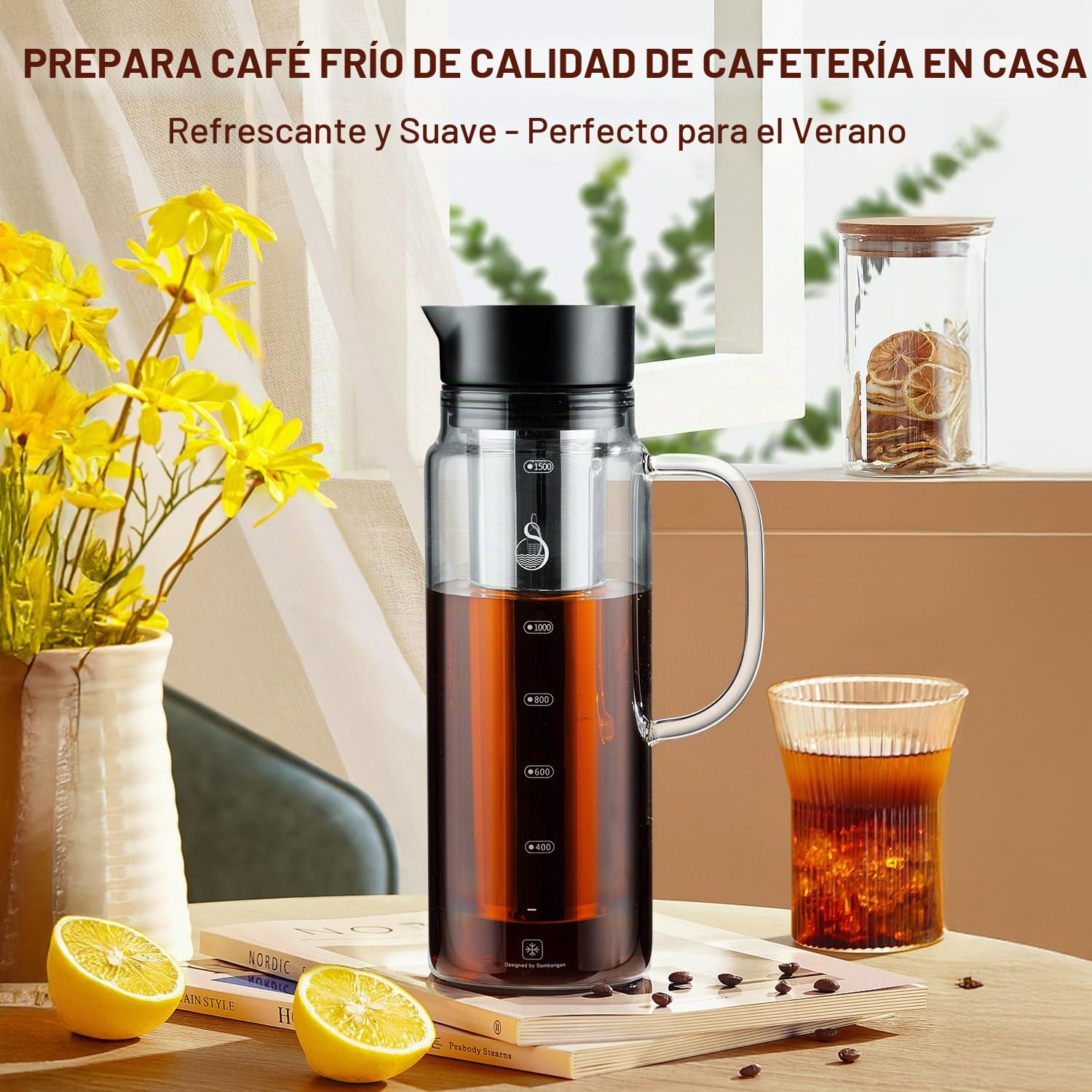 SAMBANGAN Cold Brew Coffee Maker Cafetera Fria Iced Prepara café Frio o té Coffee Pot Bottle (1500ml)