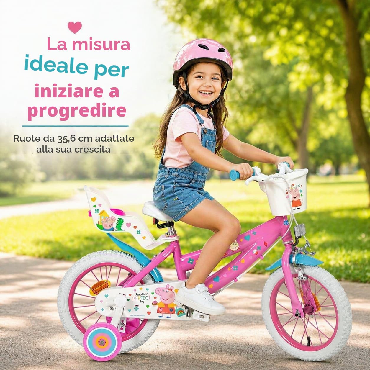 TOIMSA Bicicletta 14" Peppa Pig Rosa, Bambini Ragazzo, Multicolore, M