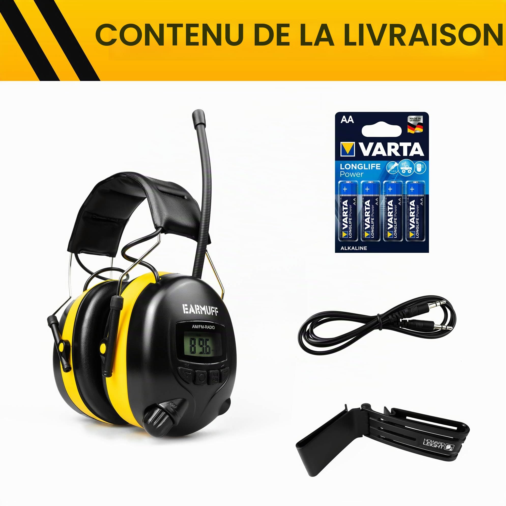 Casque antibruit « EARMUFF » et casque audio - Radio AM/FM, MP3 et téléphone portable