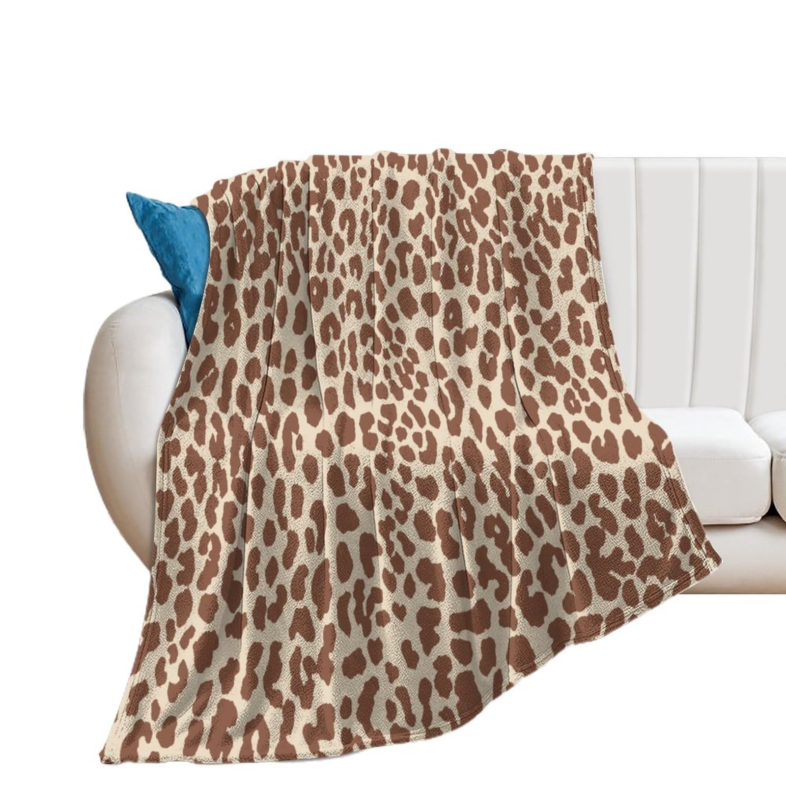 DreamAutumn 30x40in Flannel Fleece Throw Blanket for Couch Office Bed Brown Cheetah Leopard Print Animal Skin Pattern Lightweight Plush Fuzzy Cozy Soft Blankets And Throws for Kids All Season Use