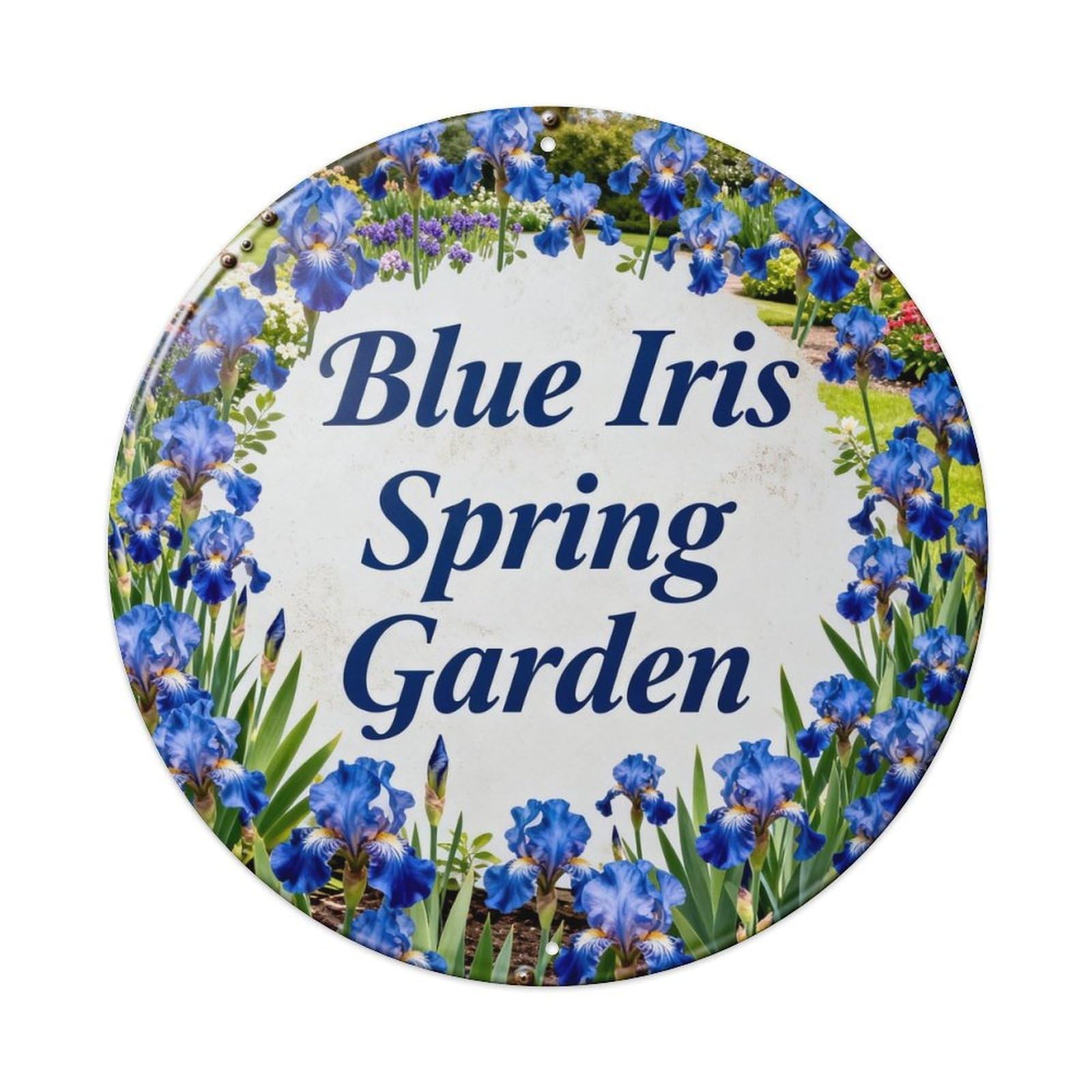 Blue Iris Spring Garden Metal Tin Sign Plaque