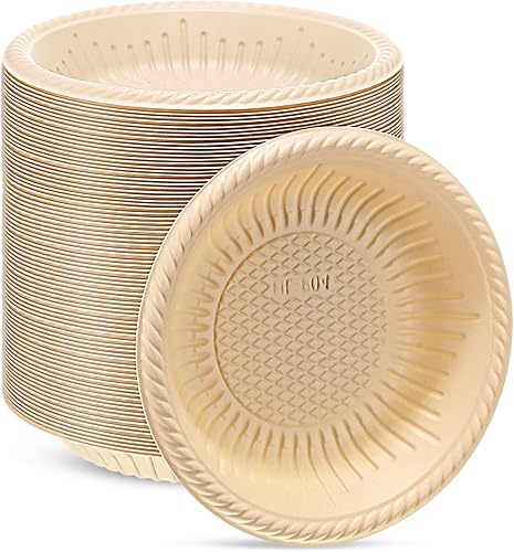 Miniatura 8 de 100 platos de papel pequeños de 4 pulgadas, platos desechables de almidón de papel redondos de alta resistencia, mini platos blancos de fiesta a