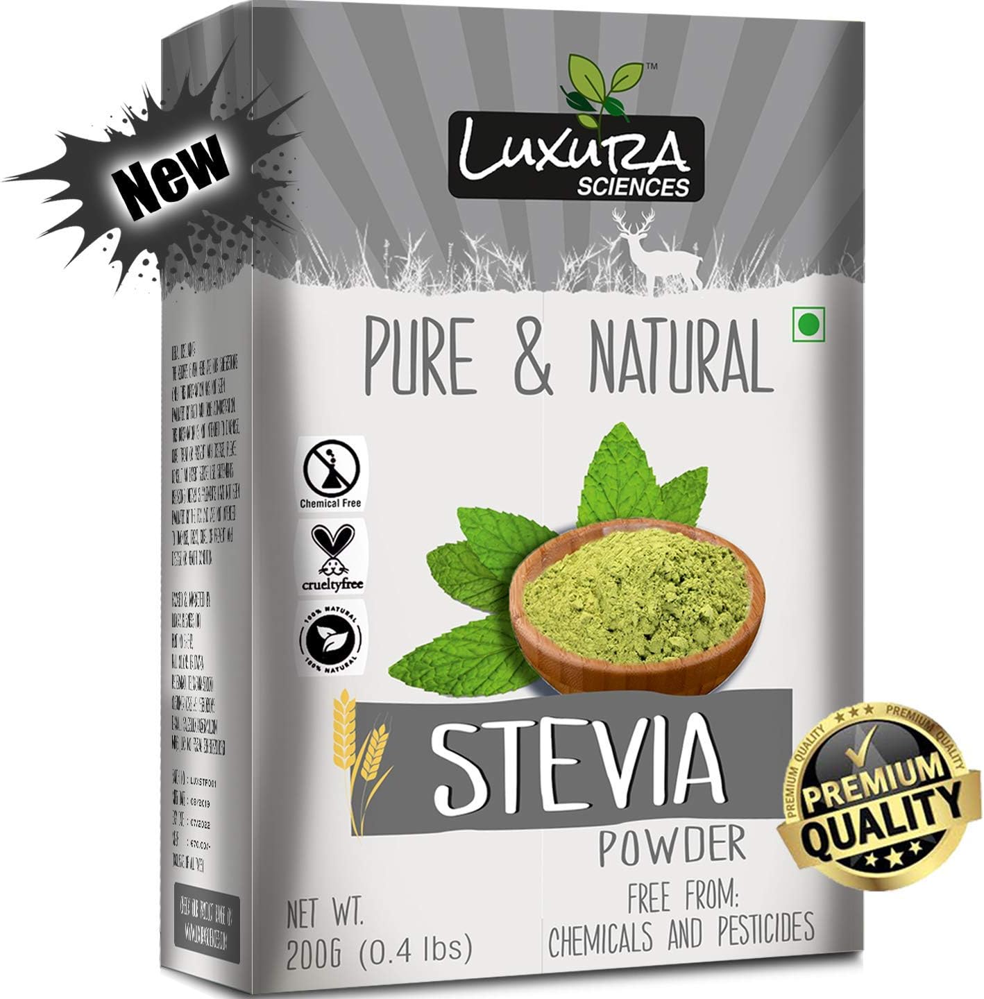Luxura Sciences Unprocessed Green Stevia Leaf Powder (200 Gms)