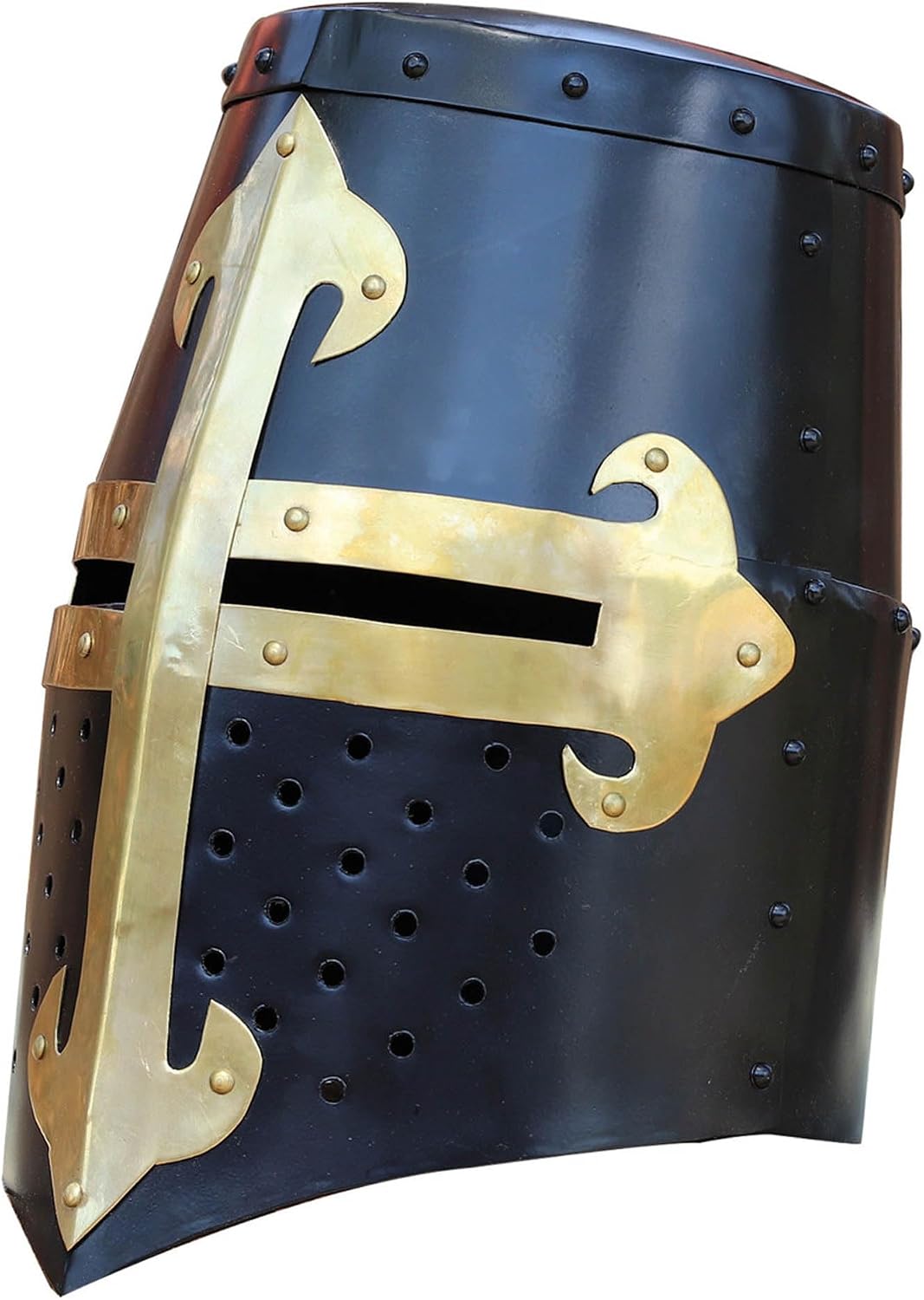 Armory Replicas™ - Knights Templar Brass Trimmed Crusader Practice Helmet Without Liner - Black