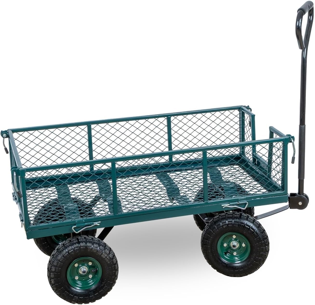 Gitterwagen Transportwagen bis 300kg – Robuster Handwagen mit Luftreifen, Abnehmbare Gitterwände, Ideal für Garten, Hof, Baustelle, Metallkonstruktion, Belastbar für schwere Lasten
