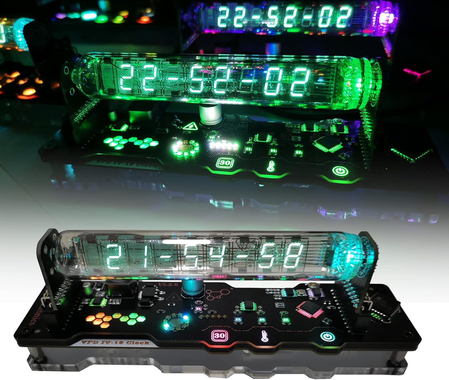 Buy YBaoTuu Nixie Tube Clock IV 18 VFD Vacuum Tube Clock with Date