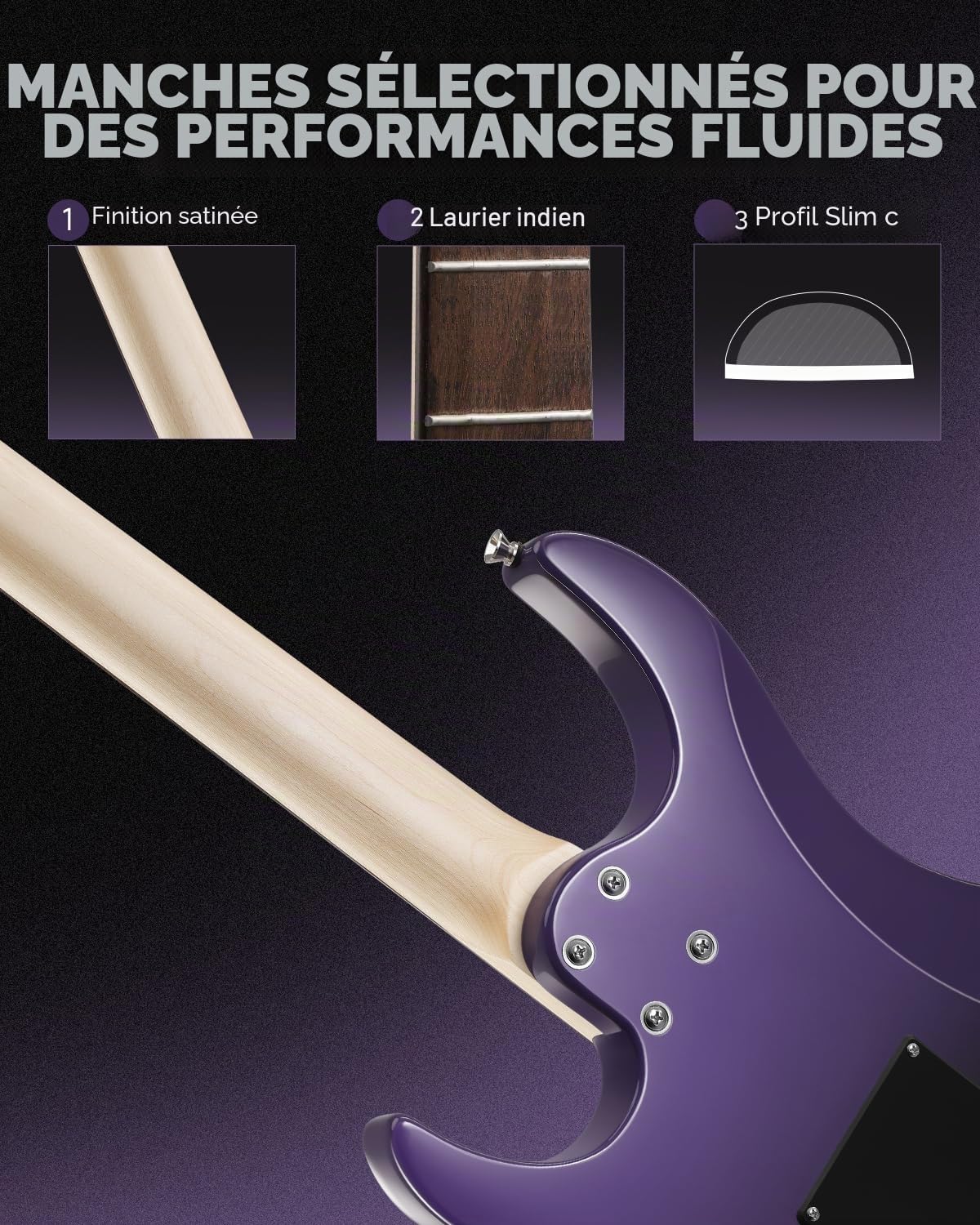 Donner DMT-66 39 Inch Guitare Électrique Taille Standard pour Débutant, Kit de Guitare Électrique avec Housse noir violacé