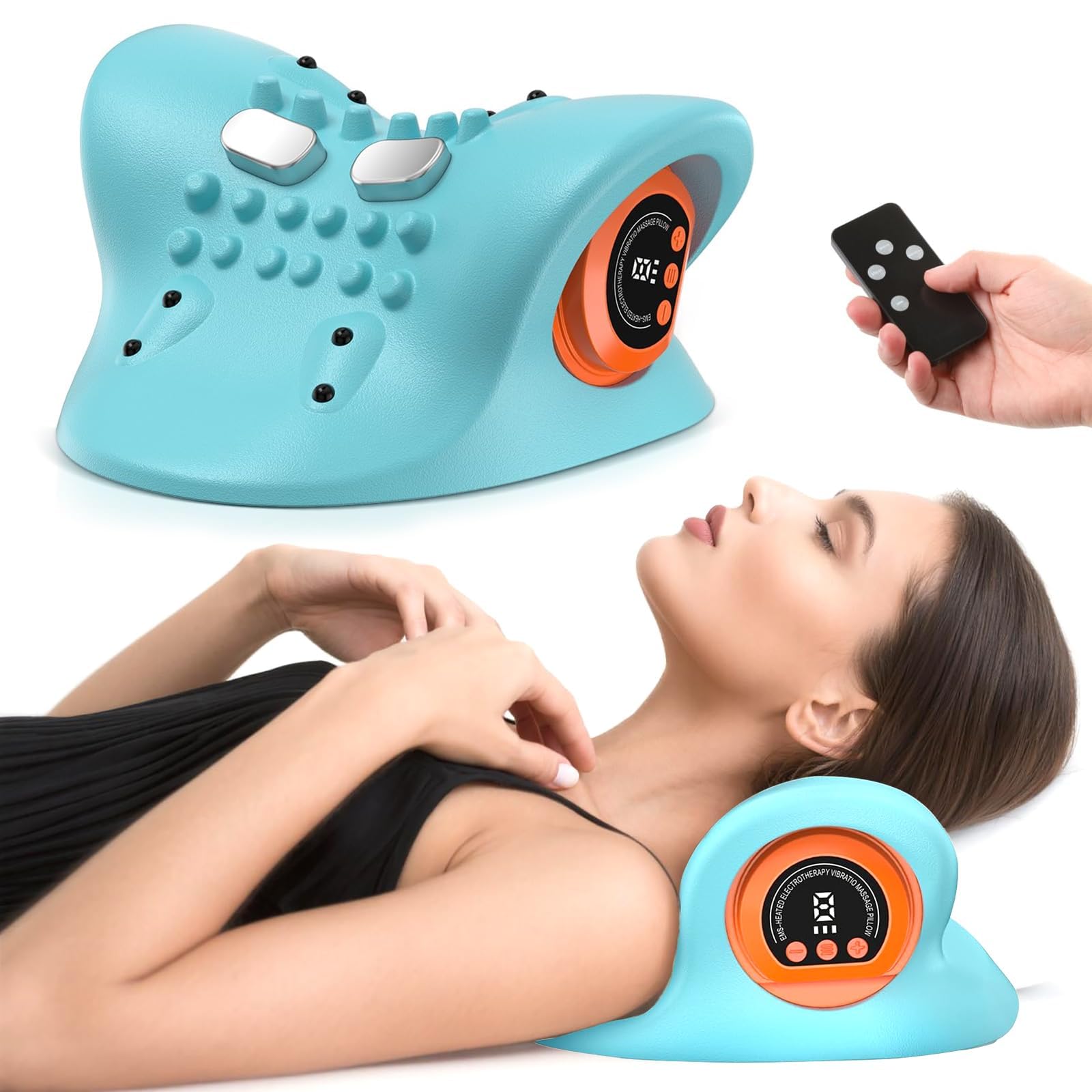 Massaggiatore Cervicale,Massaggiatore per Collo con Funzione di Riscaldamento, Massaggiatore per il Collo con Terapia del Calore a Temperatura Costante, Regali per Uomini, Donne, Mamma, Papà (blu)