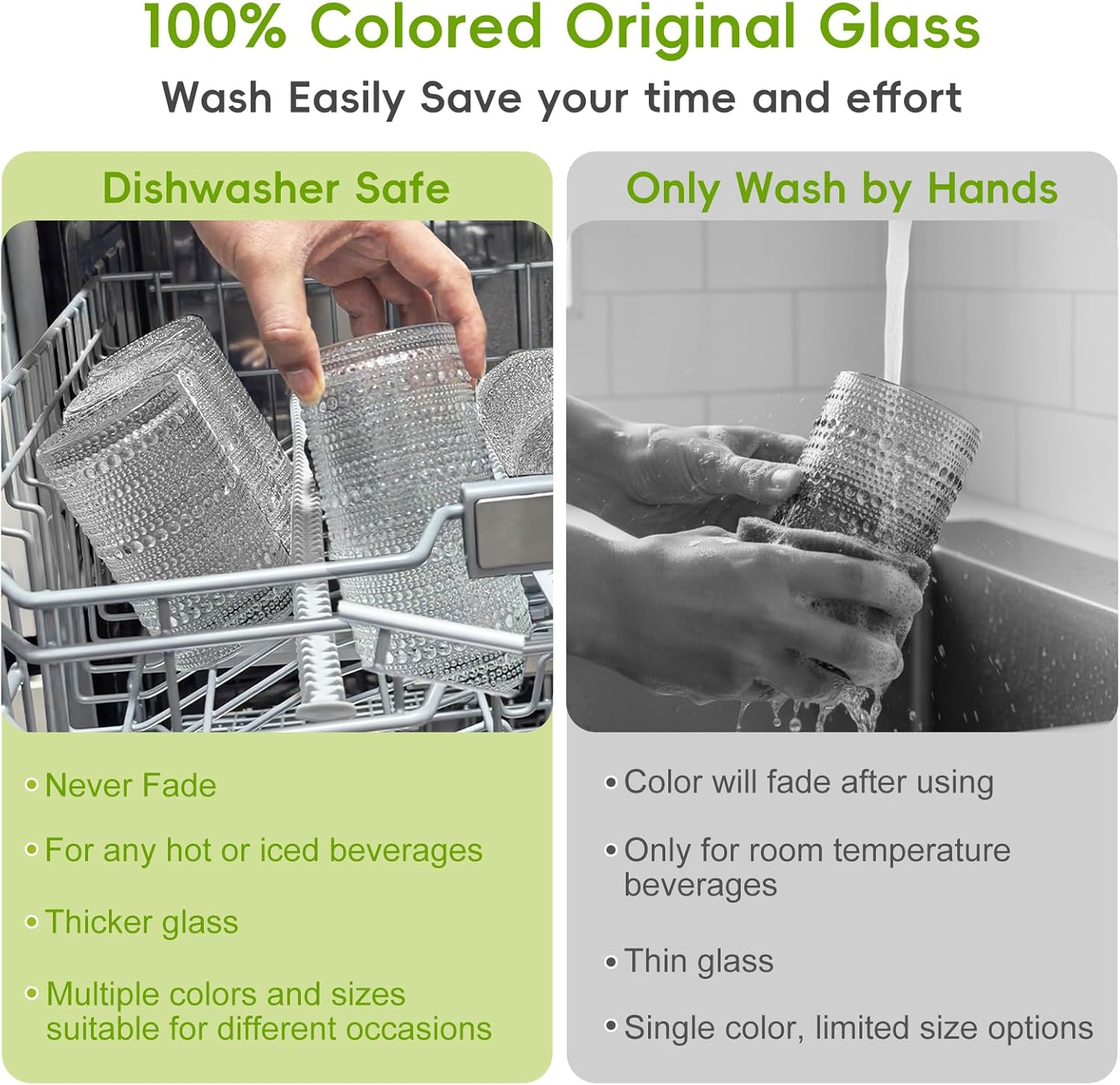 Moretoes Hobnail Drinking Glasses Set of 6,12 Oz Highball Glasses Clear Embossed Boho Water Glass Cups Kitchen Bar Tumbler Glassware Set for Whiskey, Beer, Juice, Milk and Various Mixed Drinks (Clear) - Image 6