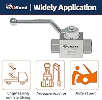 Vista 5 de Válvula de bola hidráulica NPT de 1/2 pulgada no oxidada con mango 7250PSI a prueba de fugas, válvula de bola de alta presión resistente