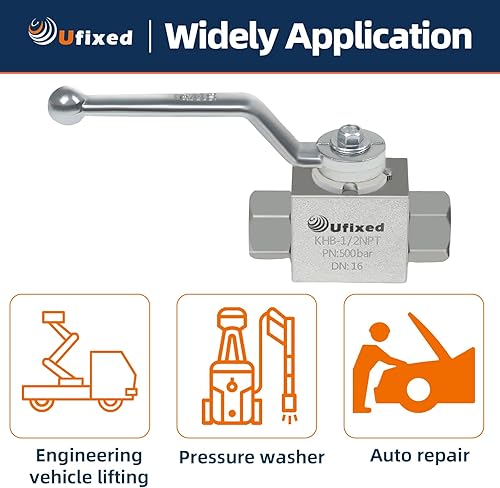 Miniatura 5 de Válvula de bola hidráulica NPT de 12 pulgada no oxidada con mango 7250PSI a prueba de fugas, válvula de bola de alta presión resistente para