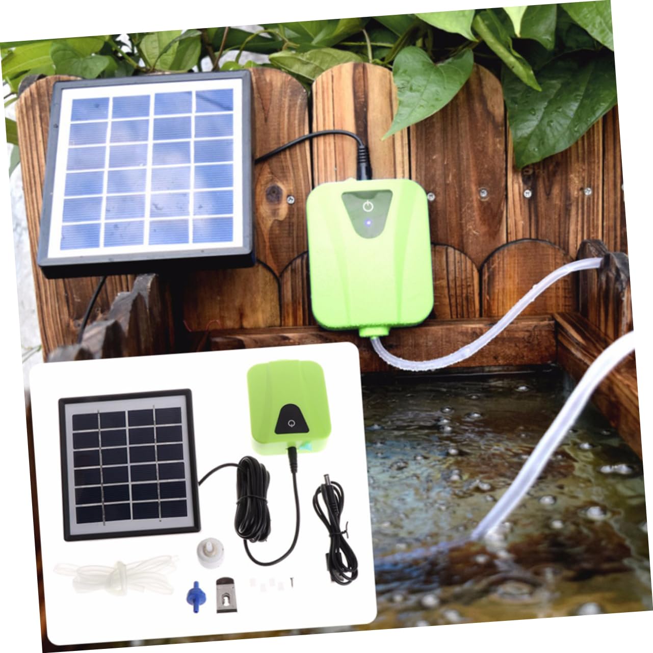 Happyyami Bomba De Hidropónica Aireador De Burbujas para Acuario Estanque Bomba Solar Eléctrica