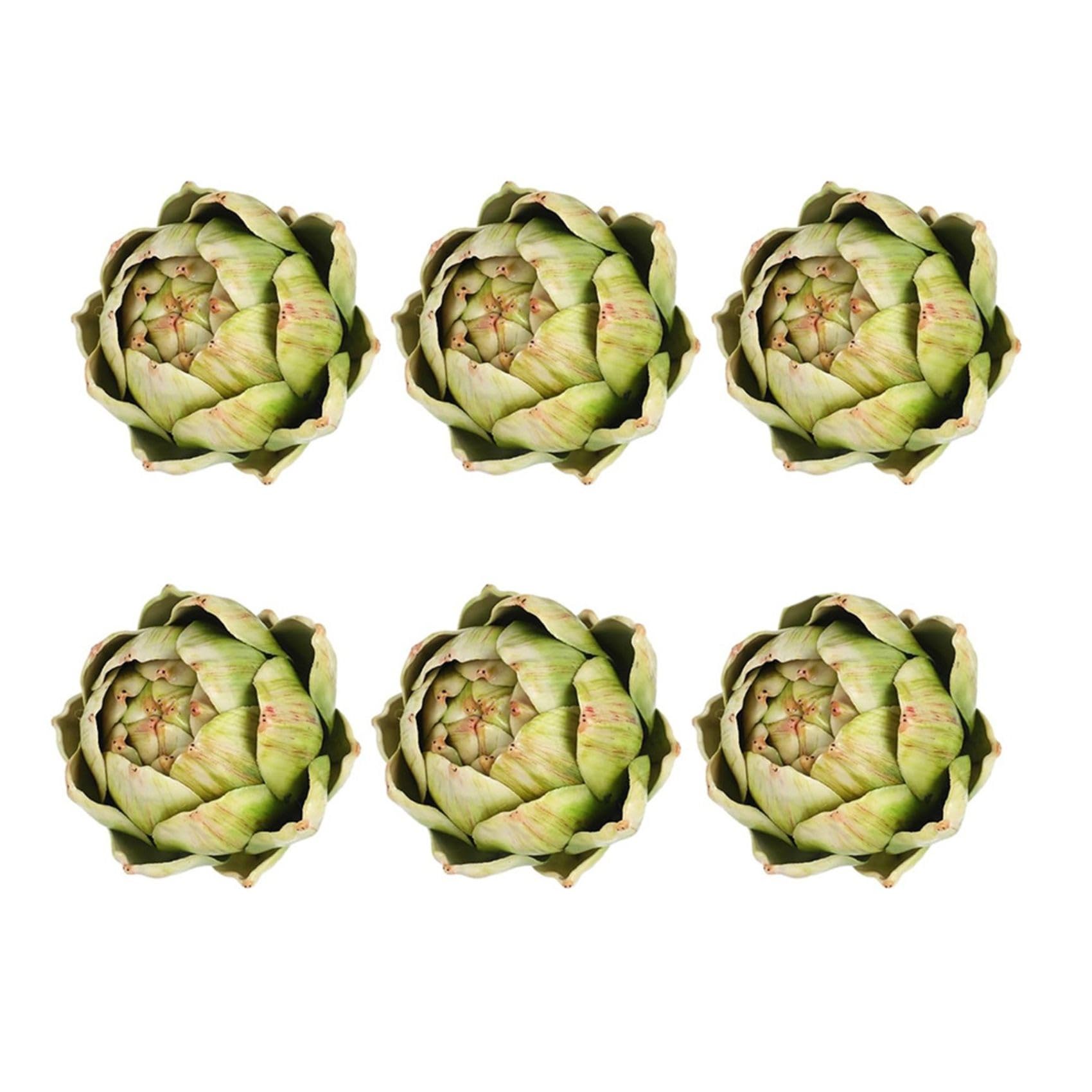 Hndhbfgrt Artificial Green Artichokes 6 Pcs Fake Fruits and Vegetables for Summer for Wedding Bowl and Vase Decorations in for Kitchen