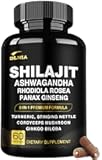 8-in-1 Shilajit for Men & Women with Ashwaganda Himalayan Organic Supplement with Rhodiola Rosea, Ginseng, Turmeric, Mushroom, for Immune Support, Energy, Calm, Focus, Clarity, Sleep, Cortisol