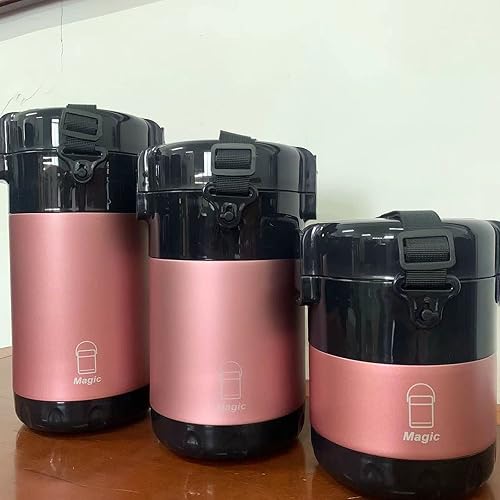 Miniatura 4 de Youngky Store - Lonchera apilable de acero inoxidable de 3 niveles, termos aislados a prueba de fugas, caja de embalaje de acero inoxidable al vacío