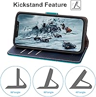 Vista 5 de Funda tipo cartera para Galaxy A42 5G - Bloqueo RFID, tarjetero, a prueba de golpes, piel sintética, función atril, tapa magnética, color azul