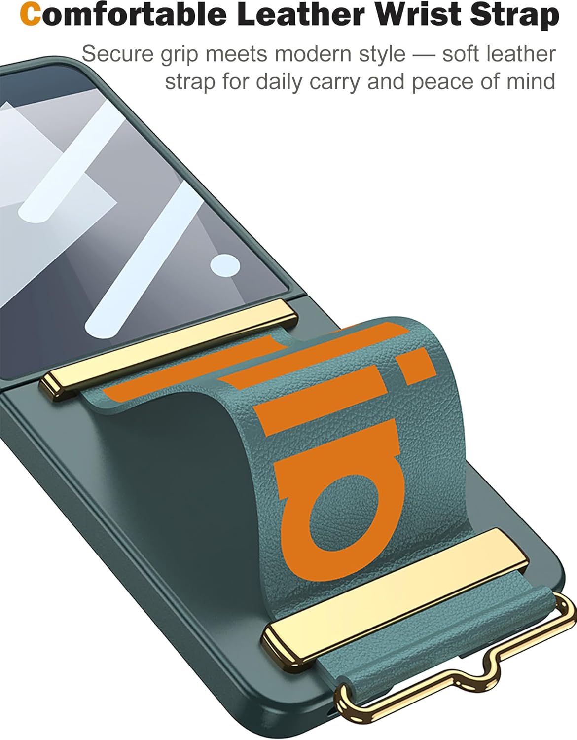 SHIEID Galaxy Z Flip 7 Case with Leather Wrist Strap, Ultra-Thin Matte PC Protective Cover with Small Screen Protector, Shockproof Slim Hard Shell for Samsung Z Flip7, Black