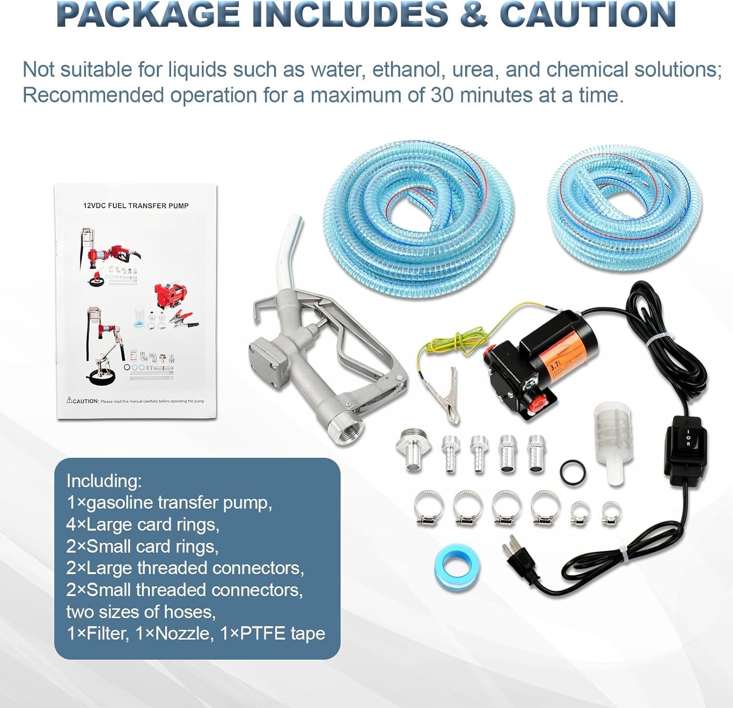 3.7GPM 110V AC Gasoline Fuel Pump, Self-priming Oil Transfer Pump Kit With Handle,Reversible Pumping, Overheat Protection, Explosion-proof,For Gasoline, Diesel, Kerosene & Mineral Oil