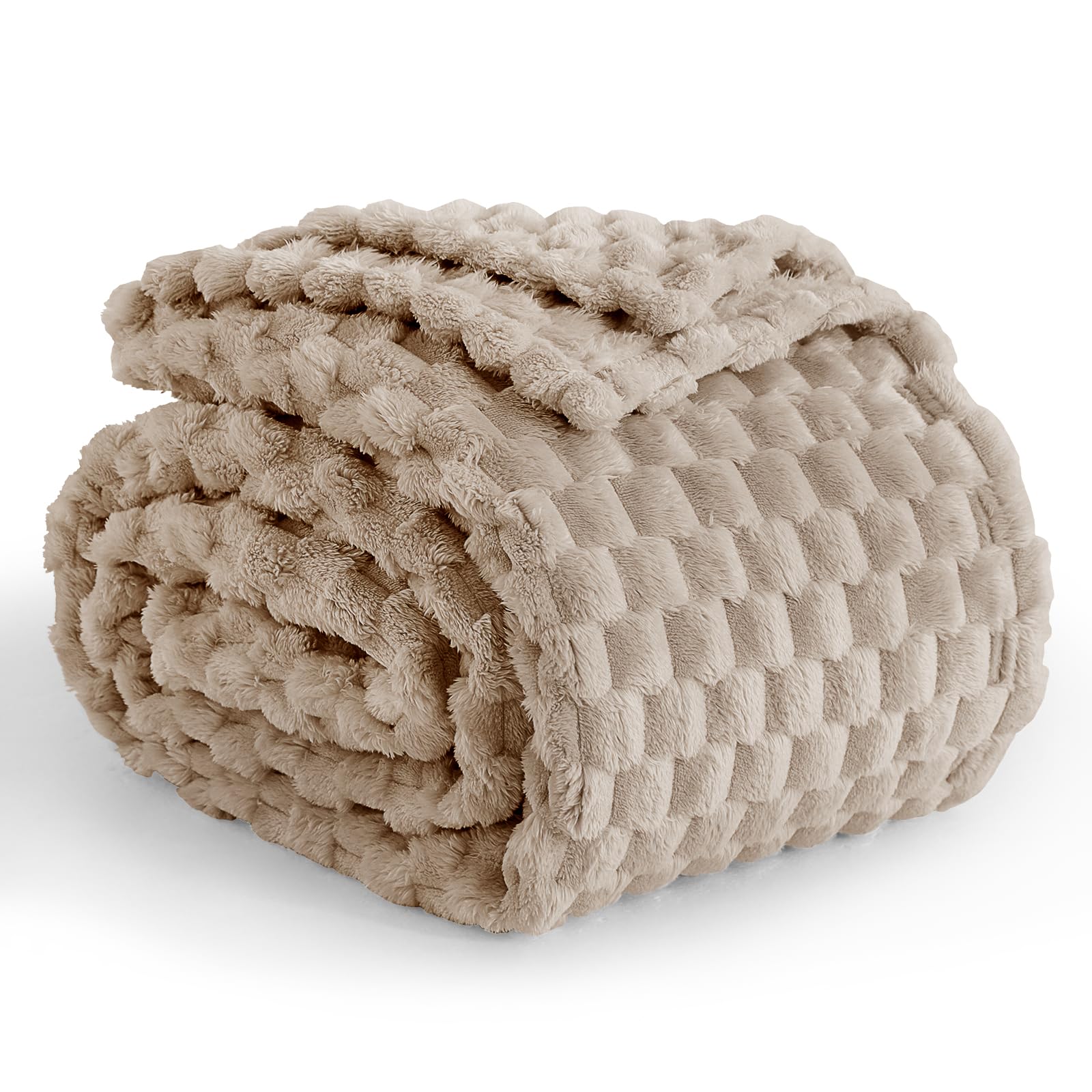 Aisbo Camel Throws Blankets for Sofa - Single Fleece Fluffy Bed Throws for Sofas, Soft Warm Fuzzy Blanket for Couch, 130x150 cm โ image 1